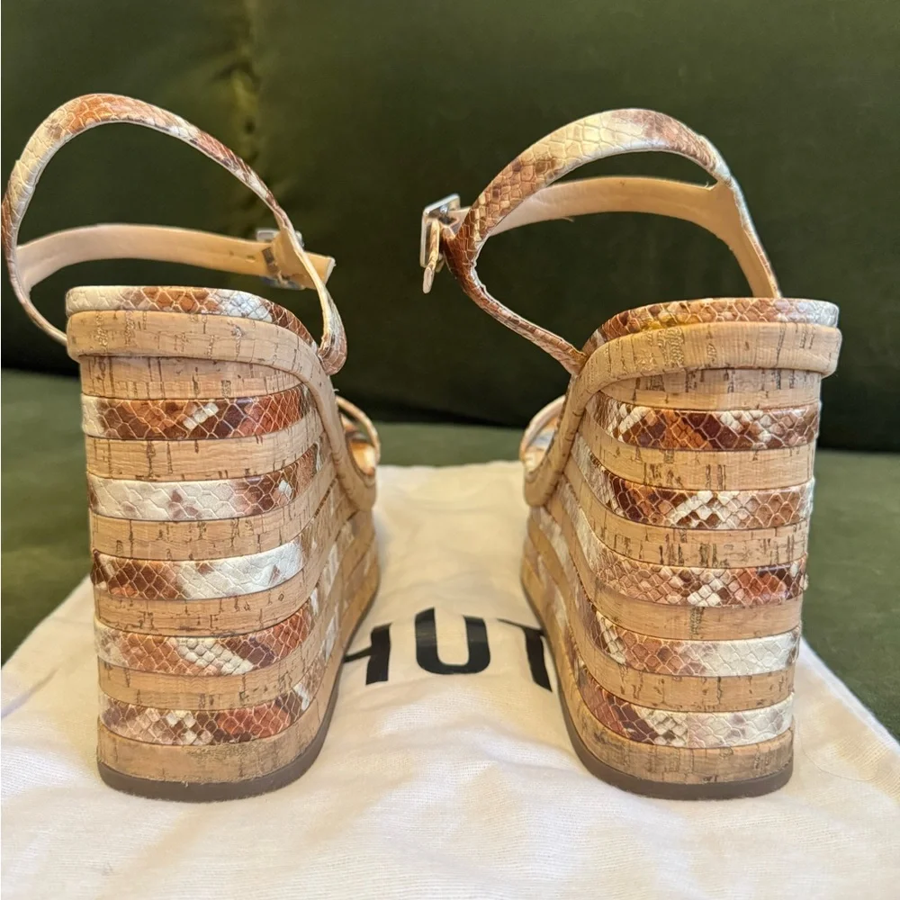 Schutz Snake Embossed Resort Platform Wedges